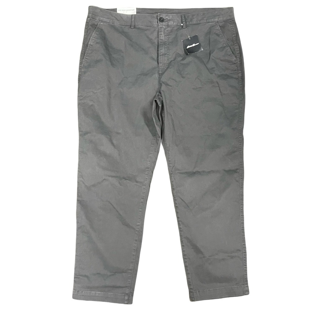 NWT Eddie Bauer Womens Size 18 Legend Wash Straight Chino Pants Carbon Gray